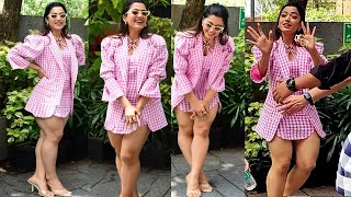 Rashmika Mandanna looking very Uncomfortable without Pants, using her Hand to Cover Awkwardness