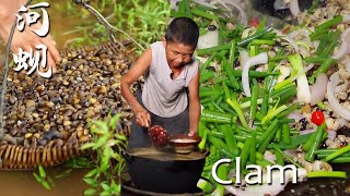 I picked up river clams by the river behind my house, made porridge and fried them.