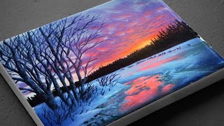 Painting a Snow Covered Winter Scene with Acrylics - Paint with Ryan