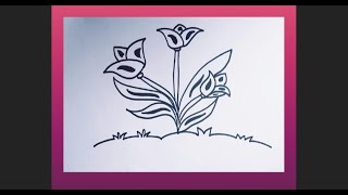 How to draw a cute flower drawing| Easy flower plant Drawing| beginners easy flower Drawing
