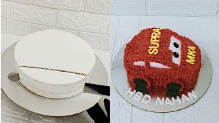 Car cake without mould / 1 kg car cake / How to make car cake / Car cake in round tin