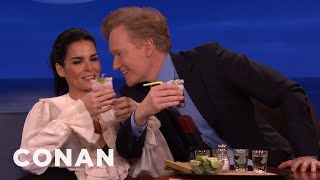 Angie Harmon Does Tequila Shots With Jeff Goldblum & Conan | CONAN on TBS