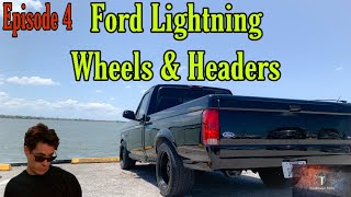 1995 Ford Lighting gets new headers & wheels. Ford 5.8 headers. Ford lightning Custom wheels.