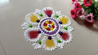 Haldi kumkum special rangoli | हळदी कुंकू रांगोळी| haldi kumkum decoration #haldikumkumrangoli #easy