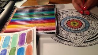 Colorful Mandala - Centropen fineliner \u0026 Stabilo Aquacolor watercolour pencils