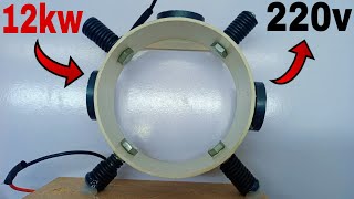 I turn Plastic Pipe into 220v 12,000w Free Energy Generator Use Capacitor