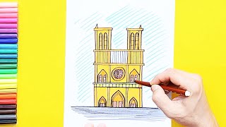 How to draw Notre-Dame Cathedral, Paris