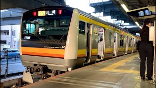 JR南武線登戸駅を入線.発車する列車。(2)