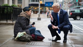 Trump Approaches Homeless Veteran Woman; What He Does Next Shocks Everyone