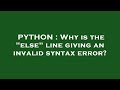 PYTHON : Why is the 