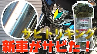 【モトブログ】GSX-S125(2023)のフロントフォークが錆びたのでサビトリキング使ってみました【バイク】