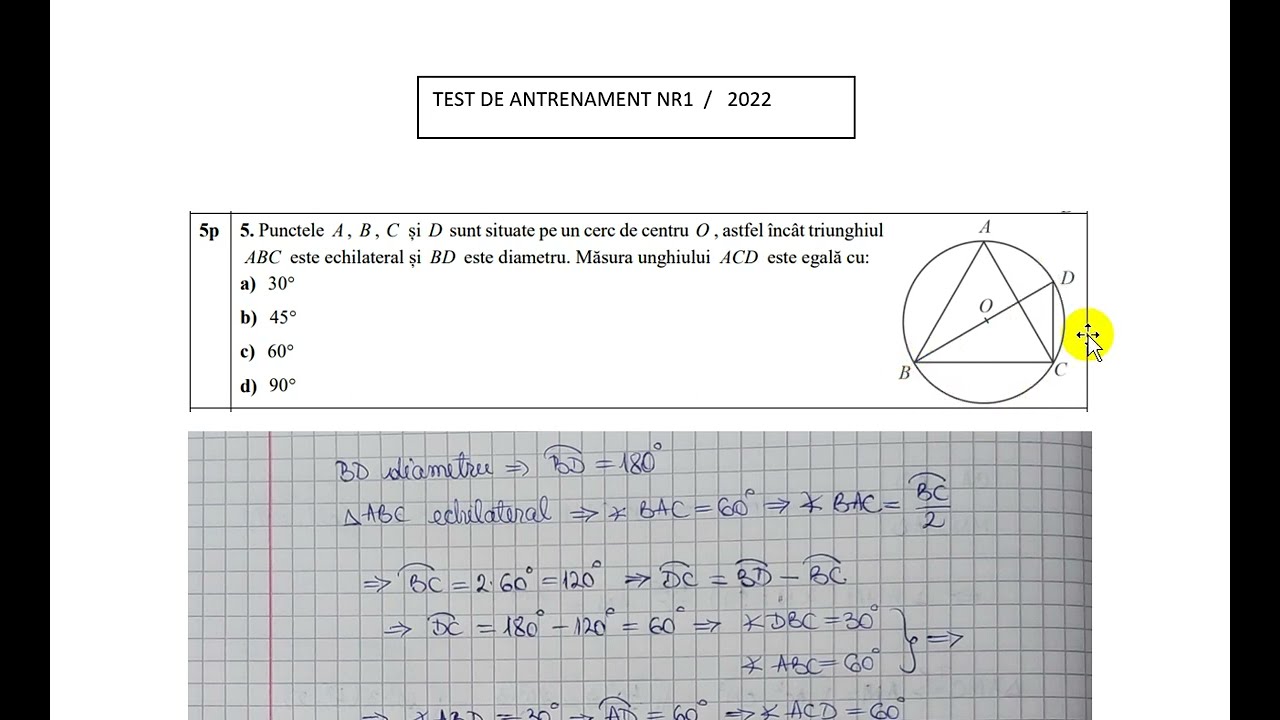 Punctele A , B , C și D Sunt Situate Pe Un Cerc De Centru O, Astfel ...