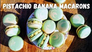 Pistachio Banana Macarons | French Meringue Method