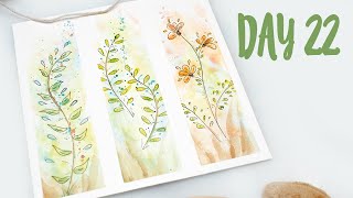 Watercolor FLOWER and LEAVES DOODLE bookmark ideas for beginners