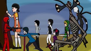 Squid Game VS Jeff the Killer, Jane, Nina, Bloody Painter, Ben Drowned, Slenderman, Ayuwoki