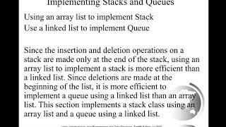 Daniel Liang Java Section 24.5 Stacks and Queues