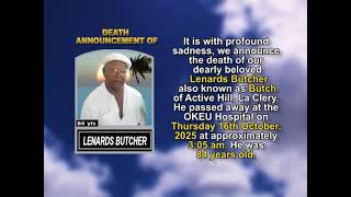 Lenards Butcher ~ Short Obituary