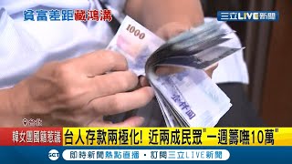 你戶頭裡有10萬嗎?! 台人存款兩極化! 近兩成民眾\