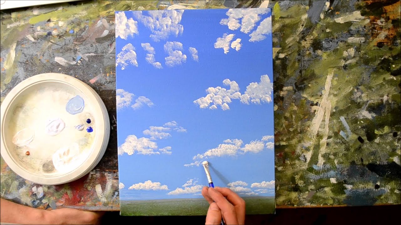 Painting Clouds In Acrylics - YouTube