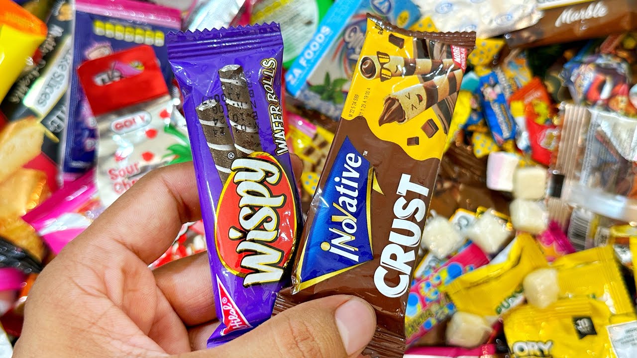 Wispy Crust Yummy Rainbow Sweet Candies And Chocolates Unpacking