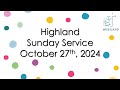 October 27 - Worship Service