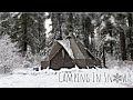 Winter Camping With Lots Of SNOW | Tent Heated With Propane