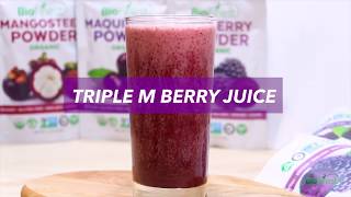 How to Make 3M Berry Juice - 100% Healthy DIY Recipe - with Mulberry Maqui Berry Mangosteen Powder