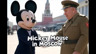 Disney's Mickey Mouse and Roy Disney in Moscow Russia 1988 Russian Kids at Gorky Park and Red Square