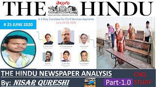 The hindu newspaper part(1.0) today (25/06/2020) by Nisar Qureshi