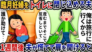 臨月妊婦をトイレに閉じ込めて出かける夫→1週間後帰宅した夫が慌てて扉を開けると…【2ch修羅場スレ】【2ch スカッと】