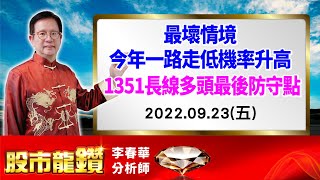 20220923 【股市龍鑽 李春華】最壞情境今年一路走低機率升高 13571長線多頭最後防守點