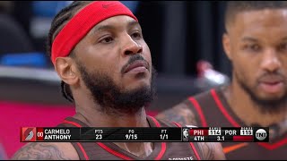 Melo Erupts For 17 PTS In 4Q And Carries Blazers To Win Over 76ers