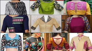 Make Simple Blouse In Stylish | Blouse Designs Using Two Colours | Blouse Front/Back Neck Designs |