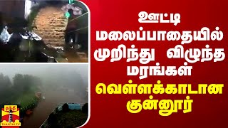 ஊட்டி மலைப்பாதையில் முறிந்து விழுந்த மரங்கள்... வெள்ளக்காடான குன்னூர்