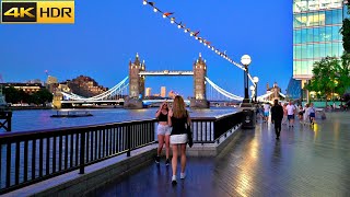 London Sunset Walk - July 2022 | St Katherine Docks and Tower Bridge | London Walk [4K HDR]