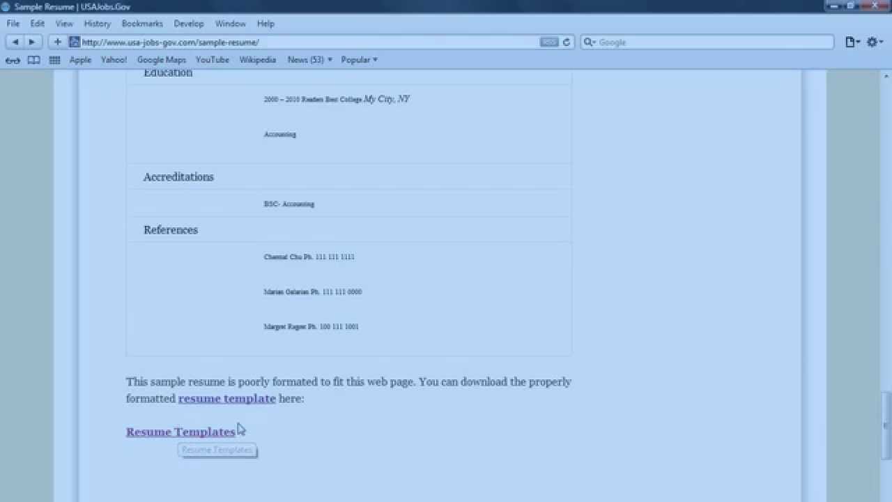 Sample Resume Youtube