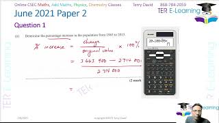 CSEC Maths - July 2021 Solutions (Question 1 and 2)