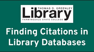 Finding Citations in Library Databases