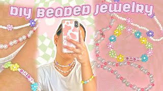 DIY BEADED JEWELRY NECKLACES + PHONE CHARM  ✿ DIY DAISY/FLOWERS