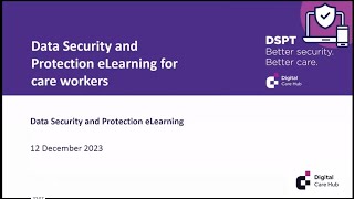 How to use our data security and protection elearning for care workers