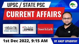Current Affairs Today for UPSC | Daily Current Affairs In Hindi by Anup UpadhyaySir 1 December 2022