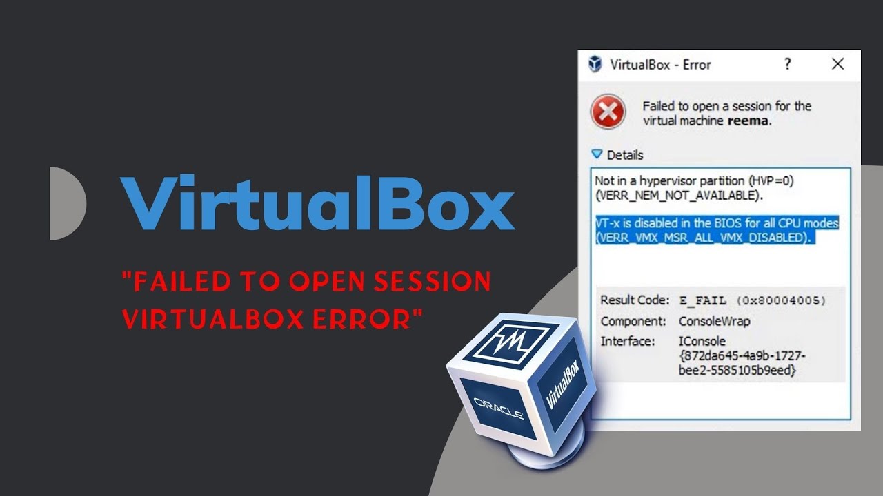 Open com fail. Failed open to session for the Virtual Machine. VIRTUALBOX код ошибки : e INVALIDARG 0x80070057 импорт.