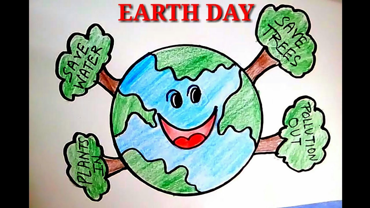 Save Earth Poster Drawing Earth Day Poster Making Cute Earth Drawing