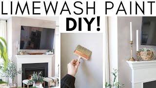 HOW TO LIMEWASH || LIMEWASH PAINT TECHNIQUE DIY || EASY LIVING ROOM TRANSFORMATION