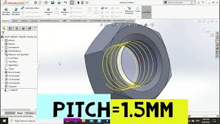 Making Metric threads in nut M10|| Solidworks