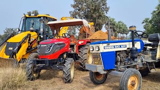 Jcb 3dx Eco Xpert Loading Red Mud In Mahindra and Swaraj Tractor | Jcb and Tractor Cartoon Video