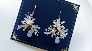 ディップ液でネリネ（ダイヤモンドリリー）のピアスを作りました♪ How to make Nerine earrings.