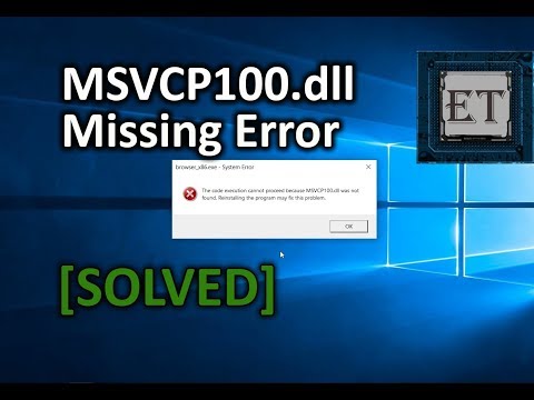 How do I fix missing Msvcp100 DLL?