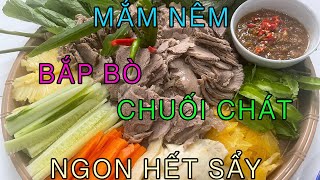 Bắp bò luộc nước dừa/ lên vườn cắt cải xanh cuốn bánh tráng bắp bò/ lạ miệng mà ngon