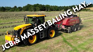 4Kᵁᴴᴰ Hay harvest 2024: JCB 4220 Fastrac tractor with a Massey Ferguson 2250 baler